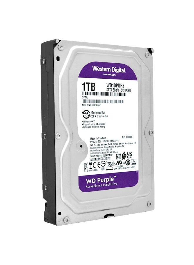 Western Digital HDD 1TB WD Purple Surveillance System 3.5" Internal HDD WD10PURZ - Image 2